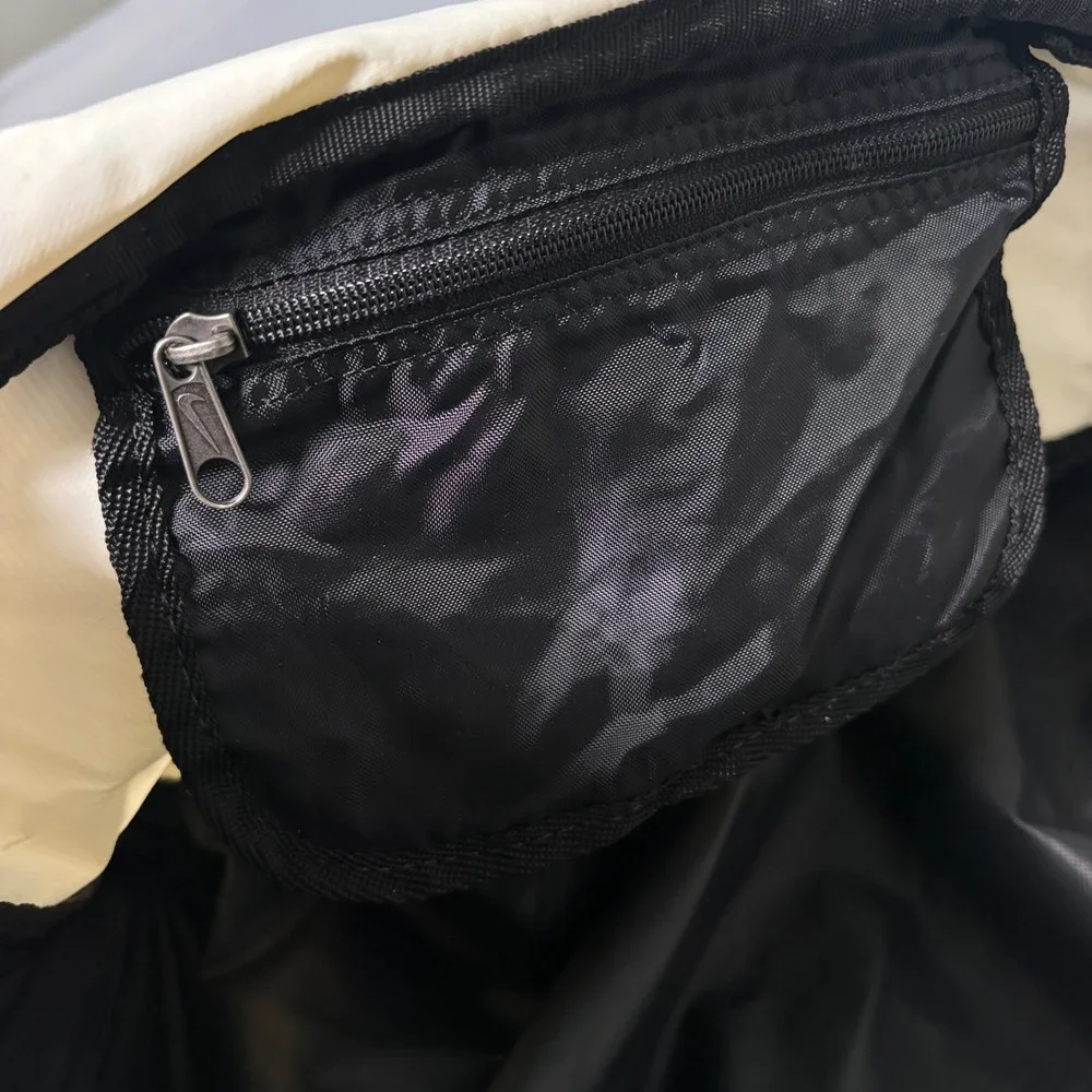 Nike Woven Duffel Bag White Black Gym Travel Training Swoosh Logo